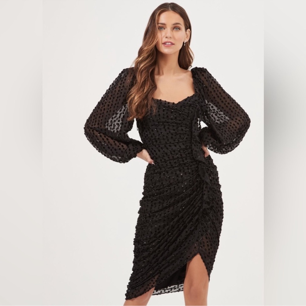NWT ASTR the Label Athens Burnout Ruched Dress
